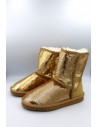 Pailletten Lammfell Stiefel - Gold