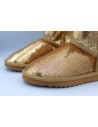 Pailletten Lammfell Stiefel - Gold