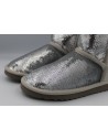 Pailletten Lammfell Schuhe - Silber
