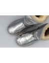 Pailletten Lammfell Schuhe - Silber