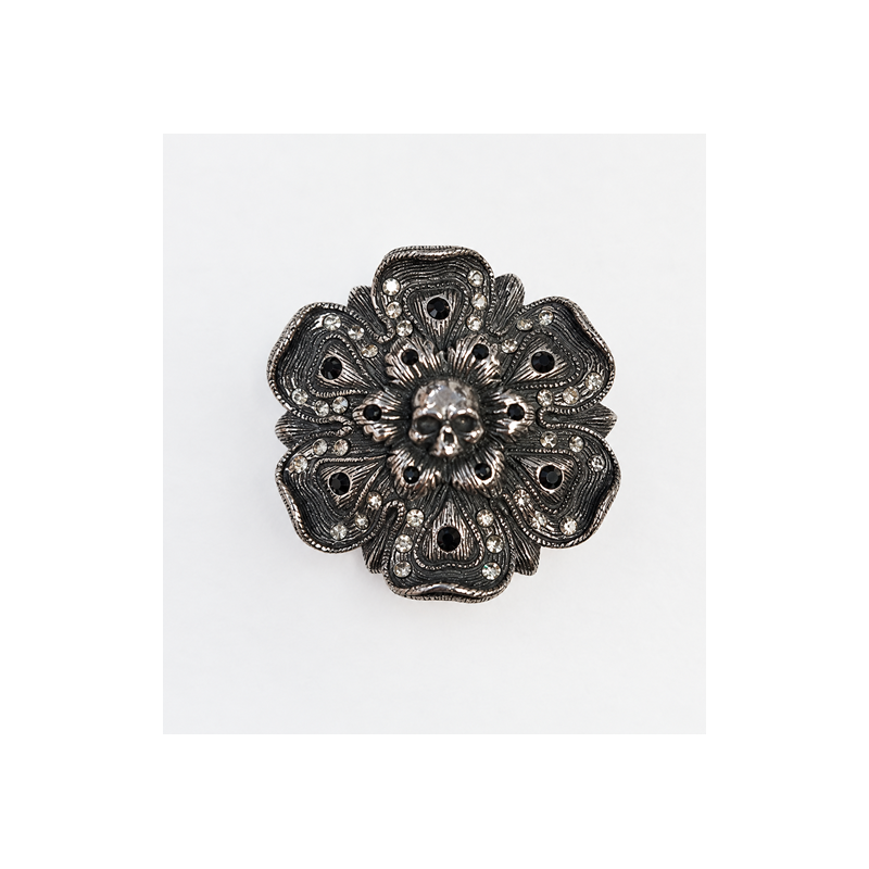 Gürtelschnalle Totenkopf-Blume