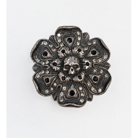 Gürtelschnalle Totenkopf-Blume