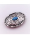 Concho Oval silber geschw. mit türkis Kunststein