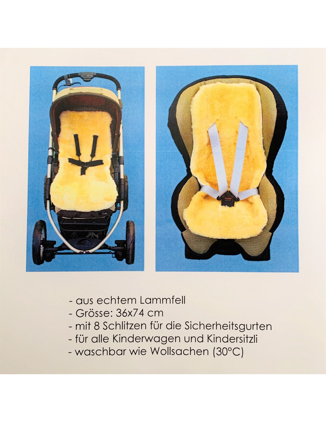 Kinderwagen und Autositz Lammfell Einlage