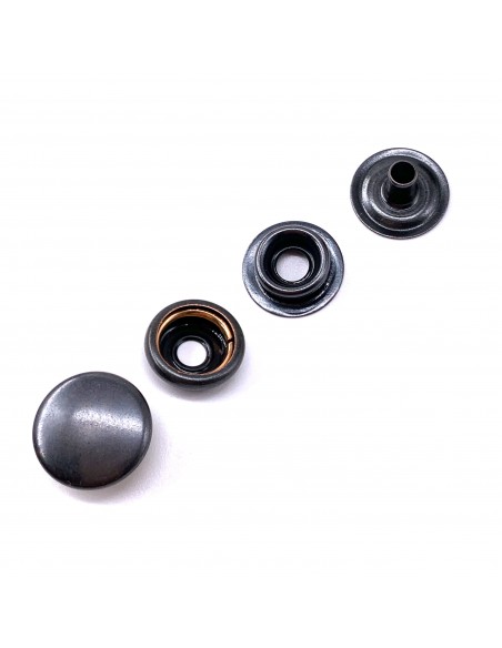 Druckknopf 15mm Eisen/anthrazit mit Ringfeder