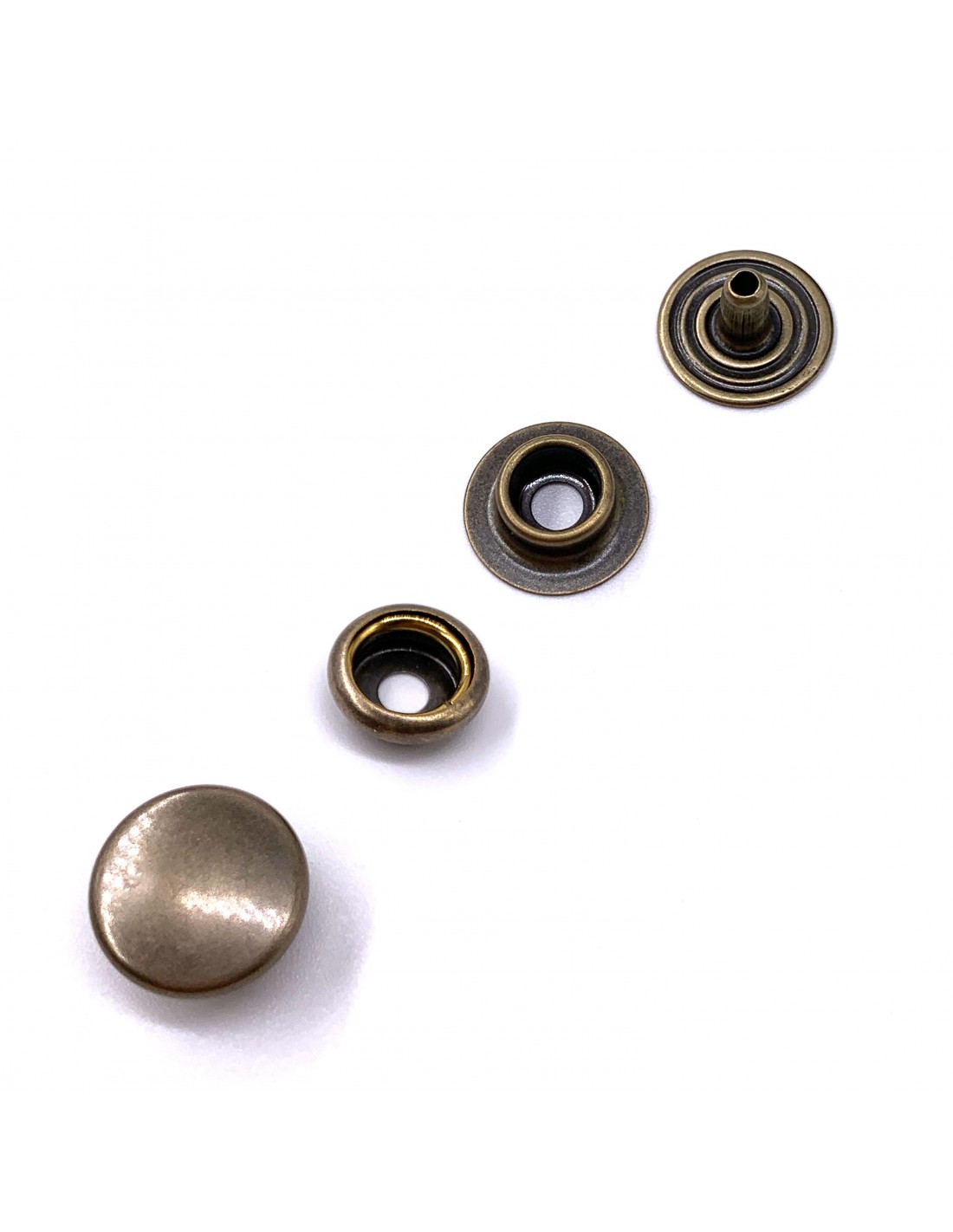 Druckknopf mit Ringfeder - 12,5 mm - antikmessing